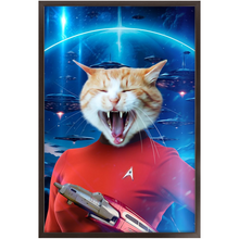 Load image into Gallery viewer, OH HOORAY IN SPACE - Star Trek Inspired Custom Pet Portrait Framed Satin Paper Print