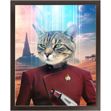 Load image into Gallery viewer, CAPTAIN DIGYARD - BEAMING DOWN - Star Trek Inspired Custom Pet Portrait Framed Satin Paper Print