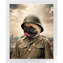 Load image into Gallery viewer, PRIVATE EARED - Military Inspired Custom Pet Portrait Framed Satin Paper Print