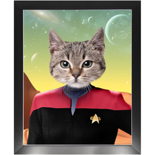 Load image into Gallery viewer, CAPTAIN RUNAWAY - Star Trek Inspired Custom Pet Portrait Framed Satin Paper Print