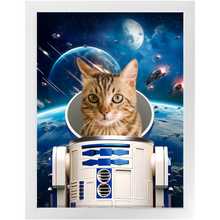Load image into Gallery viewer, R.2.D.TOO IN SPACE - R2D2 & Star Wars Inspired Custom Pet Portrait Framed Satin Paper Print
