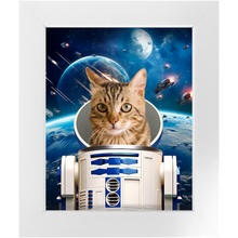 Load image into Gallery viewer, R.2.D.TOO IN SPACE - R2D2 & Star Wars Inspired Custom Pet Portrait Framed Satin Paper Print