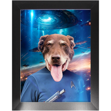Load image into Gallery viewer, MISTER SPOOK IN SPACE - Star Trek Inspired Custom Pet Portrait Framed Satin Paper Print