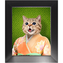 Load image into Gallery viewer, Orenjisan - Japanese Geisha & Kimono Inspired Custom Pet Portrait Framed Satin Paper Print