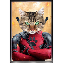Load image into Gallery viewer, Dead Cool - Dead Pool Superhero Inspired Custom Pet Portrait Framed Satin Paper Print