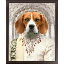 Load image into Gallery viewer, Raj Mahal - Royal Indian Prince Inspired Custom Pet Portrait Framed Satin Paper Print
