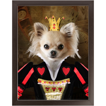 Load image into Gallery viewer, Teeny Queenie - The Queen of Hearts & Alice in Wonderland Inspired Custom Pet Portrait Framed Satin Paper Print