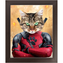 Load image into Gallery viewer, Dead Cool - Dead Pool Superhero Inspired Custom Pet Portrait Framed Satin Paper Print