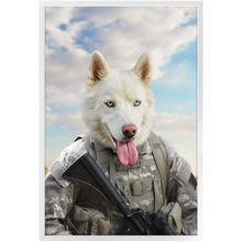 Load image into Gallery viewer, DESSERT STORM - Military Marine Inspired Custom Pet Portrait Framed Satin Paper Print
