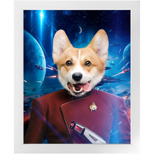 Load image into Gallery viewer, CAPTAIN DIGYARD IN SPACE - Star Trek Inspired Custom Pet Portrait Framed Satin Paper Print