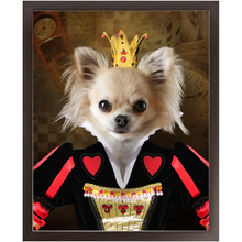 Load image into Gallery viewer, Teeny Queenie - The Queen of Hearts & Alice in Wonderland Inspired Custom Pet Portrait Framed Satin Paper Print