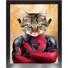 Load image into Gallery viewer, Dead Cool - Dead Pool Superhero Inspired Custom Pet Portrait Framed Satin Paper Print