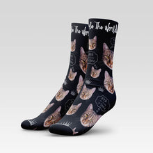Load image into Gallery viewer, "Cats Rule The World" Custom Cat Socks With Your Kitty's Face