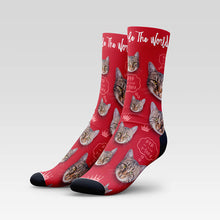 Load image into Gallery viewer, "Cats Rule The World" Custom Cat Socks With Your Kitty's Face