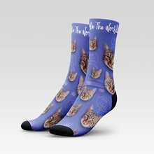 Load image into Gallery viewer, "Cats Rule The World" Custom Cat Socks With Your Kitty's Face