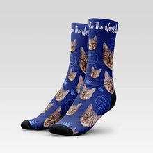 Load image into Gallery viewer, "Cats Rule The World" Custom Cat Socks With Your Kitty's Face