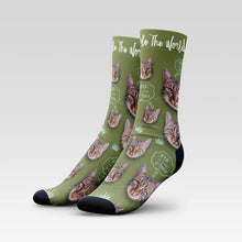 Load image into Gallery viewer, "Cats Rule The World" Custom Cat Socks With Your Kitty's Face