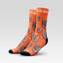 Load image into Gallery viewer, "Cats Rule The World" Custom Cat Socks With Your Kitty's Face