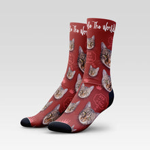Load image into Gallery viewer, "Cats Rule The World" Custom Cat Socks With Your Kitty's Face