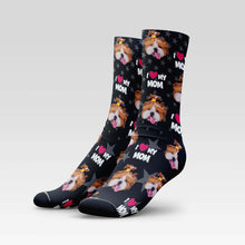 Load image into Gallery viewer, I Love My Mom Custom Pet Socks With Your Pet's Face