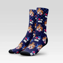 Load image into Gallery viewer, I Love My Mom Custom Pet Socks With Your Pet's Face