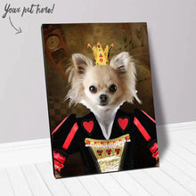 Load image into Gallery viewer, Teeny Queenie - The Queen of Hearts & Alice in Wonderland Inspired Custom Pet Portrait Canvas