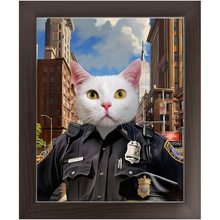 Load image into Gallery viewer, ON THE BEAT - Police Uniform Inspired Custom Pet Portrait Framed Satin Paper Print