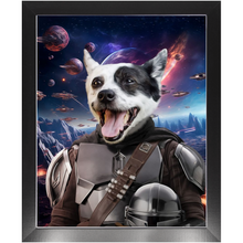 Load image into Gallery viewer, WANDERLORIAN IN SPACE - Mandalorian & Star Wars Inspired Custom Pet Portrait Framed Satin Paper Print