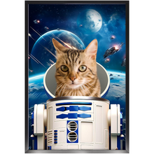 Load image into Gallery viewer, R.2.D.TOO IN SPACE - R2D2 & Star Wars Inspired Custom Pet Portrait Framed Satin Paper Print