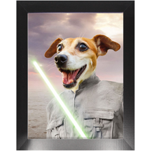 Load image into Gallery viewer, Fluke Carchaser - Jedi Luke Skywalker & Star Wars Inspired Custom Pet Portrait Framed Satin Paper Print