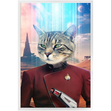 Load image into Gallery viewer, CAPTAIN DIGYARD - BEAMING DOWN - Star Trek Inspired Custom Pet Portrait Framed Satin Paper Print