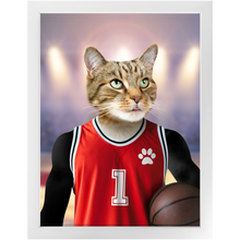Load image into Gallery viewer, Hoopla- Basketball Player & Sports Inspired Custom Pet Portrait Framed Satin Paper Print