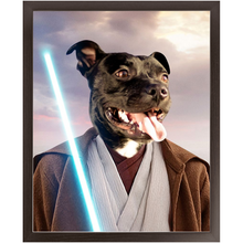 Load image into Gallery viewer, Obi Have - Jedi Obi Wan Kenobi & Star Wars Inspired Custom Pet Portrait Framed Satin Paper Print