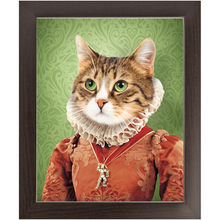 Load image into Gallery viewer, Lady Pluck - Renaissance Inspired Custom Pet Portrait Framed Satin Paper Print