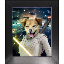 Load image into Gallery viewer, LIGHT REY IN SPACE - Rey Skywalker & Star Wars Inspired Custom Pet Portrait Framed Satin Paper Print