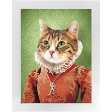 Load image into Gallery viewer, Lady Pluck - Renaissance Inspired Custom Pet Portrait Framed Satin Paper Print