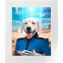Load image into Gallery viewer, BONE CRUSHER - BEAMING DOWN - Star Trek Inspired Custom Pet Portrait Framed Satin Paper Print