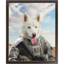 Load image into Gallery viewer, DESSERT STORM - Military Marine Inspired Custom Pet Portrait Framed Satin Paper Print