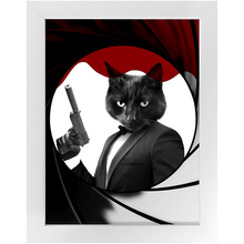 Load image into Gallery viewer, Licence To Chill - James Bond 007 Inspired Custom Pet Portrait Framed Satin Paper Print