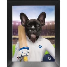 Load image into Gallery viewer, Howzat- Cricket Player & Sports Inspired Custom Pet Portrait Framed Satin Paper Print