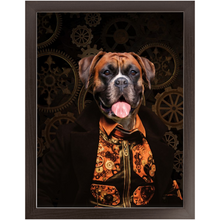 Load image into Gallery viewer, Like Clockwork - Steampunk, Victorian Era Inspired Custom Pet Portrait Framed Satin Paper Print
