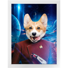 Load image into Gallery viewer, CAPTAIN DIGYARD IN SPACE - Star Trek Inspired Custom Pet Portrait Framed Satin Paper Print