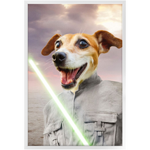 Load image into Gallery viewer, Fluke Carchaser - Jedi Luke Skywalker & Star Wars Inspired Custom Pet Portrait Framed Satin Paper Print