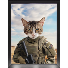Load image into Gallery viewer, OPERATION FREEBONE - Military Marine Inspired Custom Pet Portrait Framed Satin Paper Print