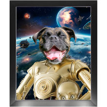 Load image into Gallery viewer, C.3.P.NO IN SPACE - C.3.P.O. & Star Wars Inspired Custom Pet Portrait Framed Satin Paper Print