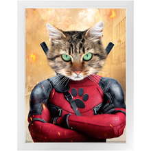 Load image into Gallery viewer, Dead Cool - Dead Pool Superhero Inspired Custom Pet Portrait Framed Satin Paper Print