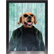 Load image into Gallery viewer, Neo Barksist - The Matrix Inspired Custom Pet Portrait Framed Satin Paper Print