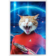 Load image into Gallery viewer, OH HOORAY IN SPACE - Star Trek Inspired Custom Pet Portrait Framed Satin Paper Print