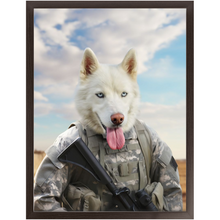 Load image into Gallery viewer, DESSERT STORM - Military Marine Inspired Custom Pet Portrait Framed Satin Paper Print