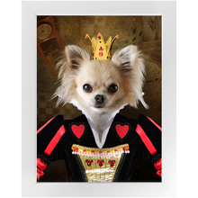 Load image into Gallery viewer, Teeny Queenie - The Queen of Hearts & Alice in Wonderland Inspired Custom Pet Portrait Framed Satin Paper Print